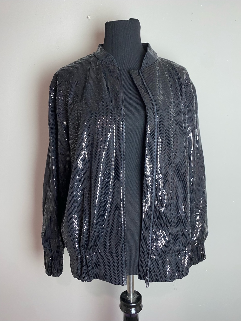 Serra Black Sequin Bomber Jacket